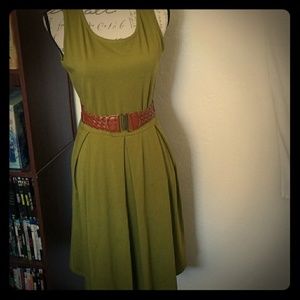 Cute knee length olive green dress